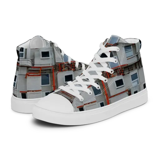 Industrial Reverie on a Men's High Top Canvas Shoes