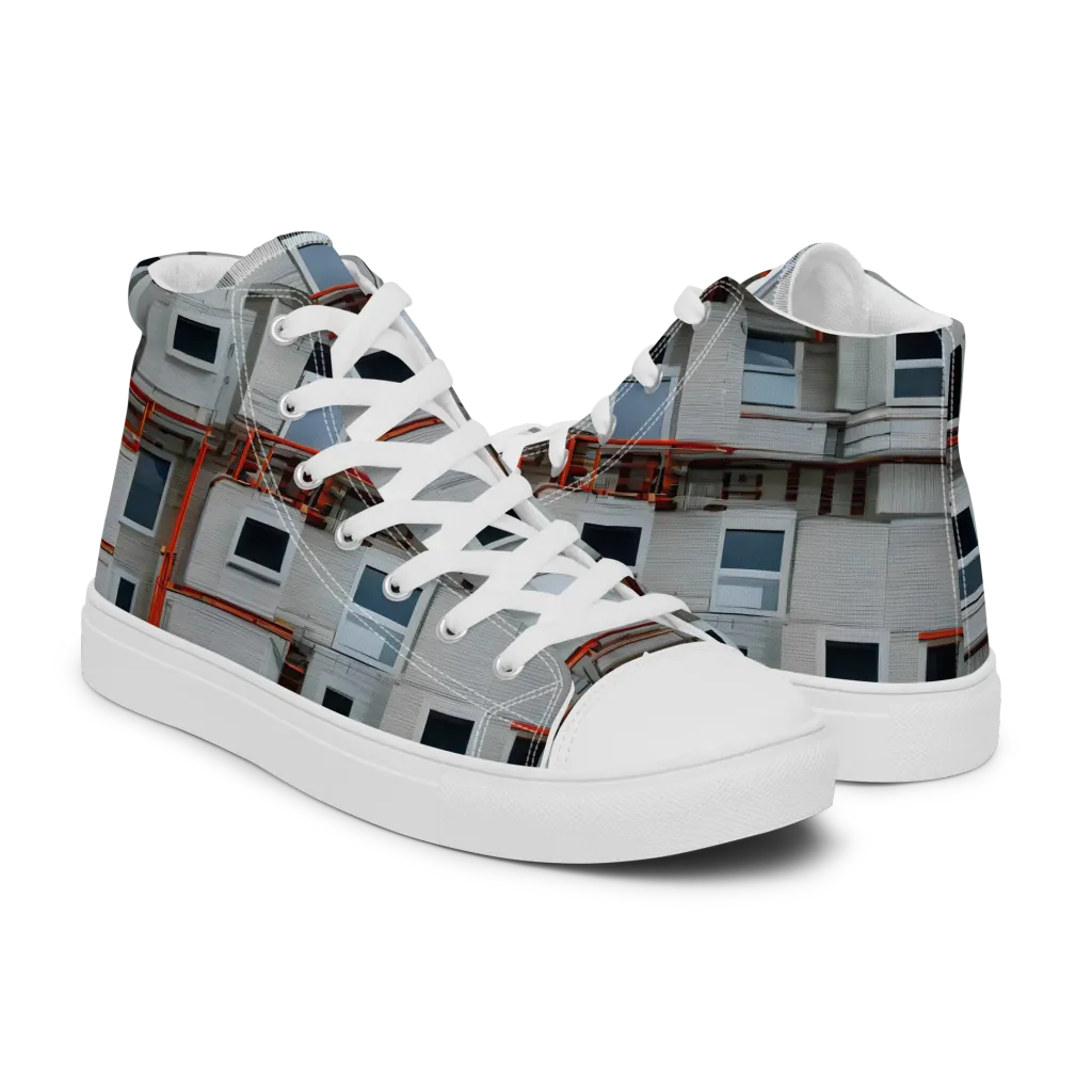 Industrial Reverie on Men's High Top Canvas Shoes — Right
