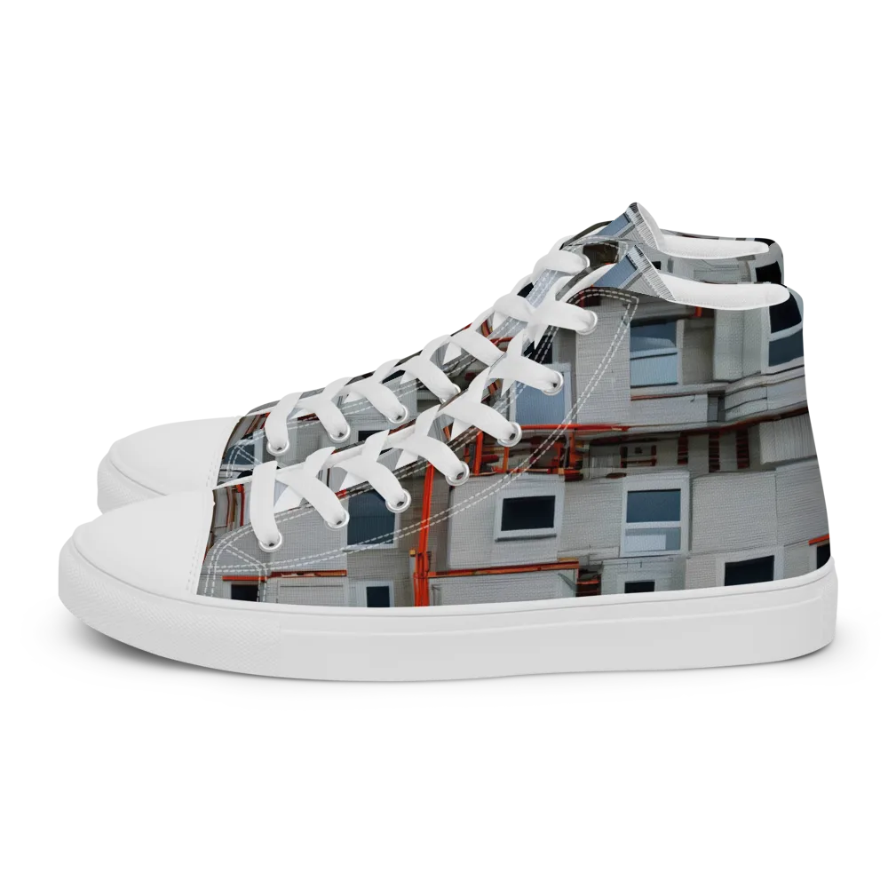 Industrial Reverie on Women's High Top Canvas Shoes — Left