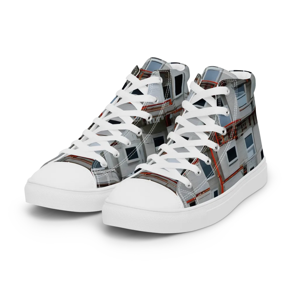 Industrial Reverie on Women's High Top Canvas Shoes — Left Front