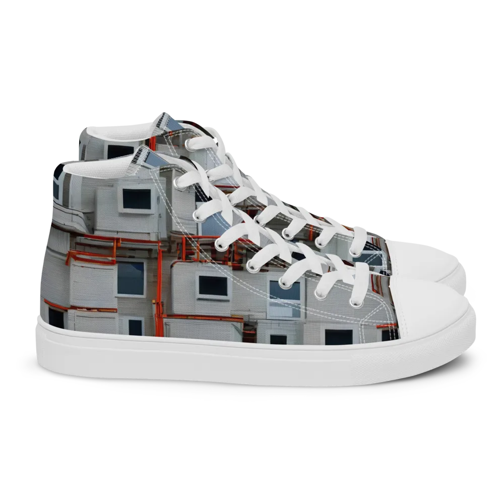 Industrial Reverie on Women's High Top Canvas Shoes — Right
