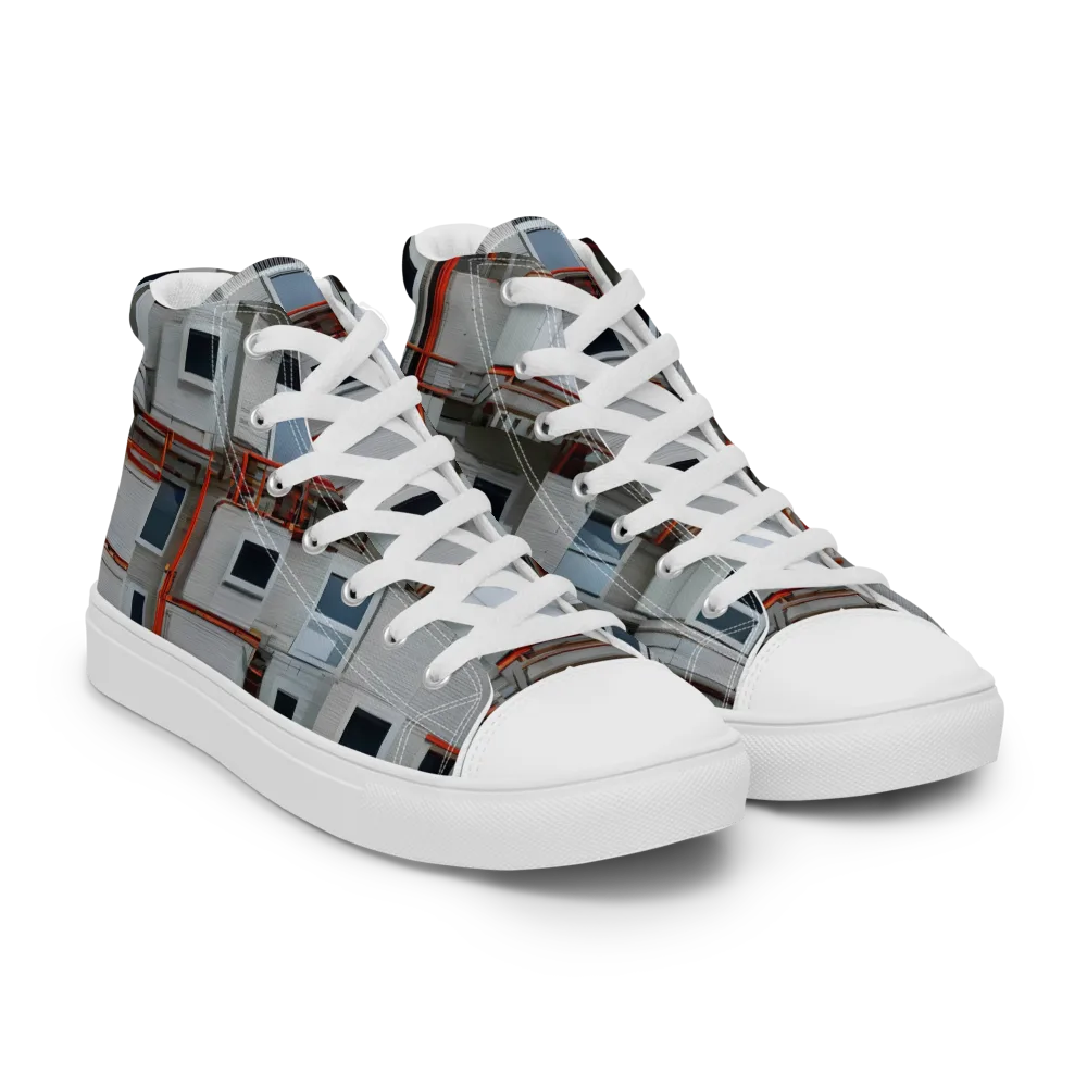 Industrial Reverie on Women's High Top Canvas Shoes — Right Front