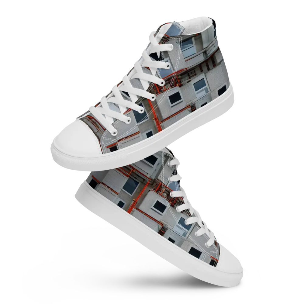 Industrial Reverie on Women's High Top Canvas Shoes — Front