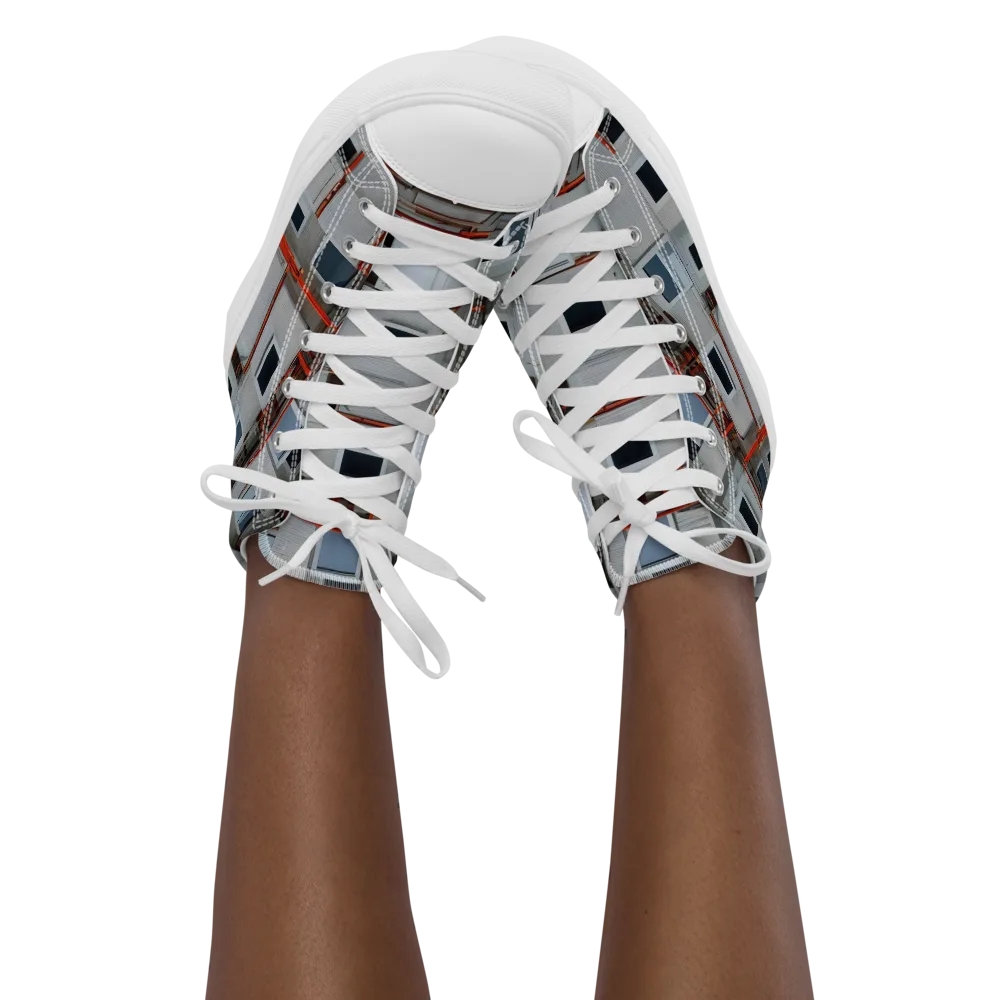 Industrial Reverie on Women's High Top Canvas Shoes — Front