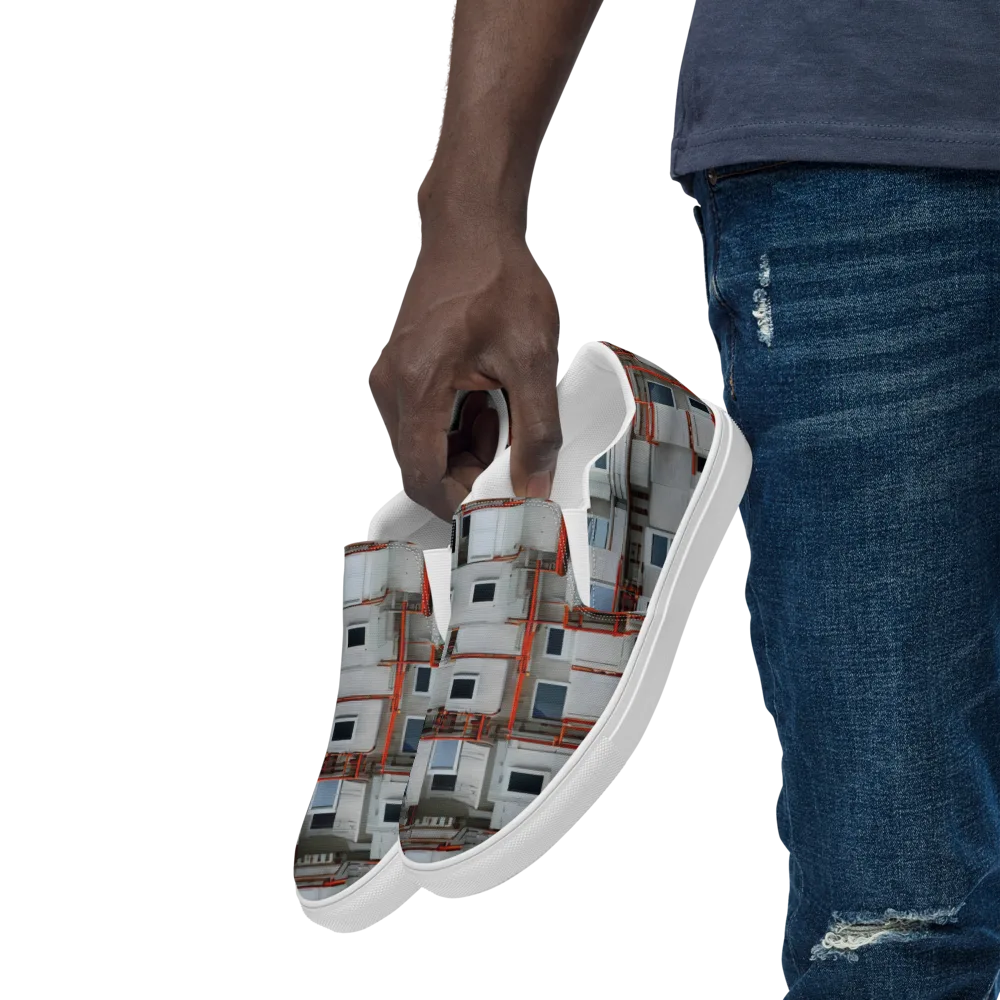 Industrial Reverie on Men's Slip-On Canvas Shoes — Left Front