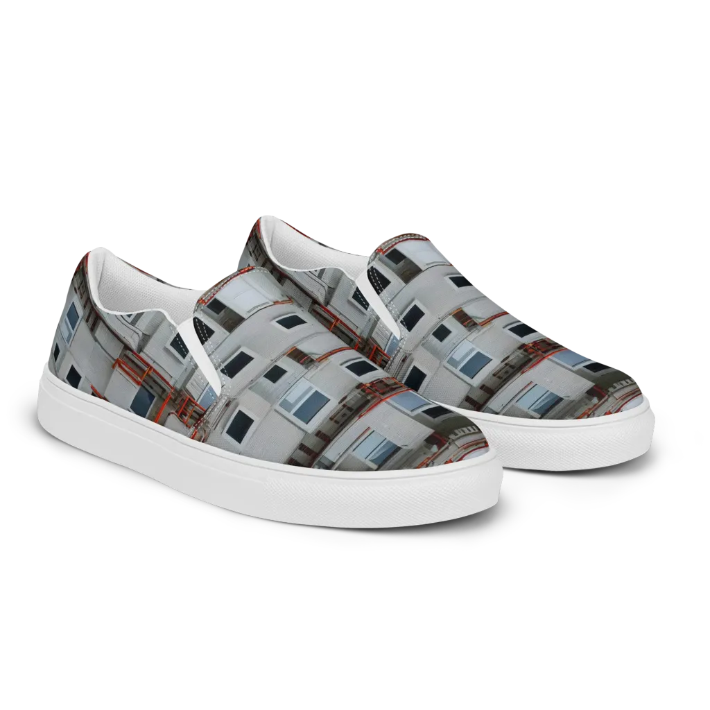 Industrial Reverie on Women's Slip-On Canvas Shoes — Right Front