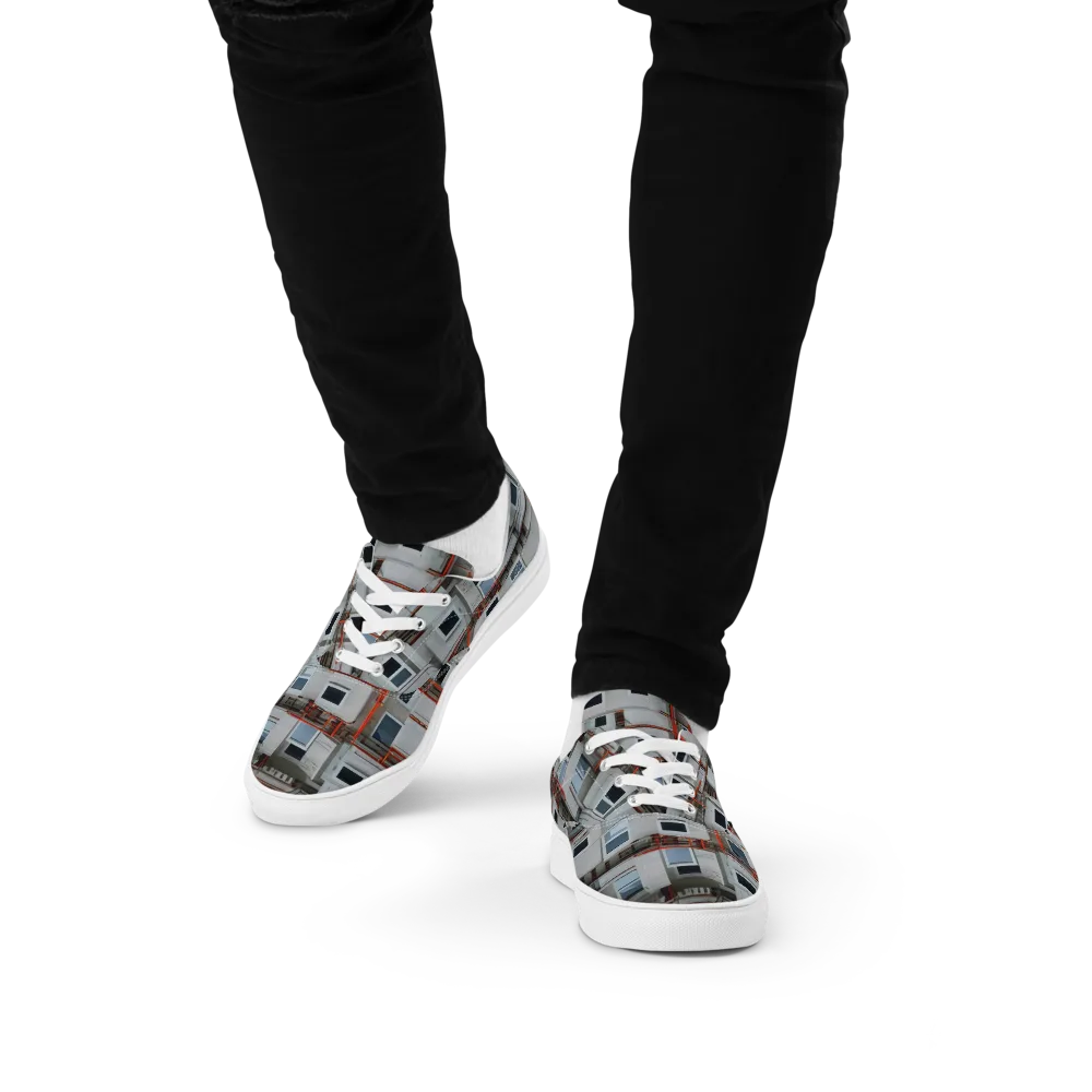 Industrial Reverie on Men's Lace-Up Canvas Shoes — Front