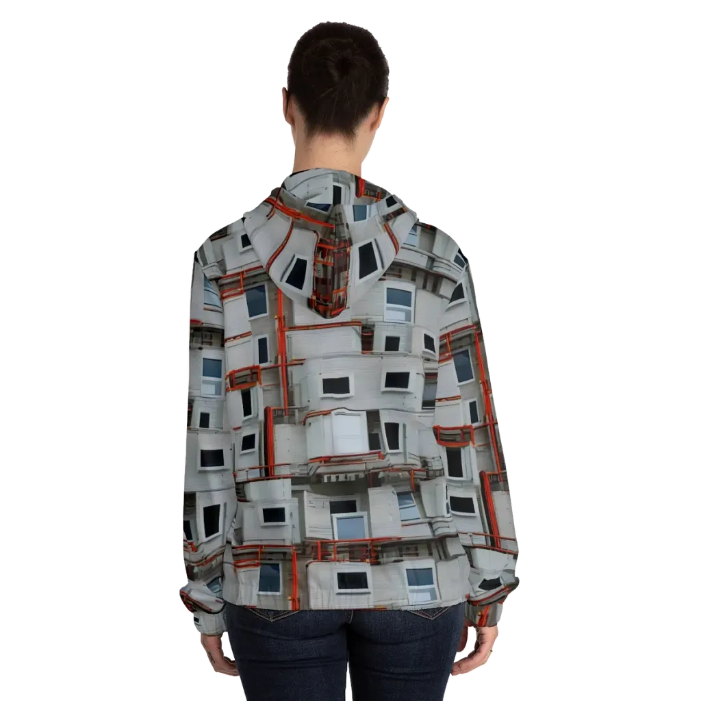 Industrial Reverie on Women's Full-Zip Hoodie — Back On Person