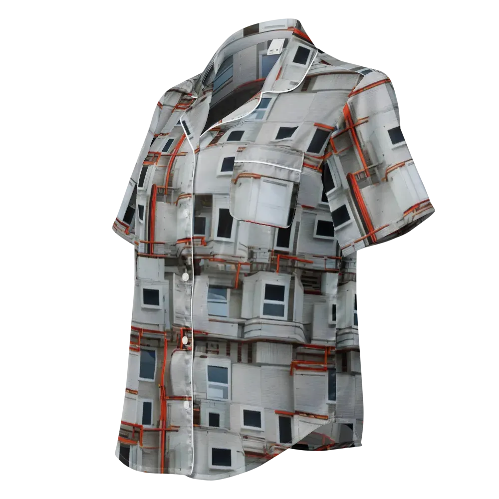 Industrial Reverie on Women's Short Sleeve Pajama Top — Left Front