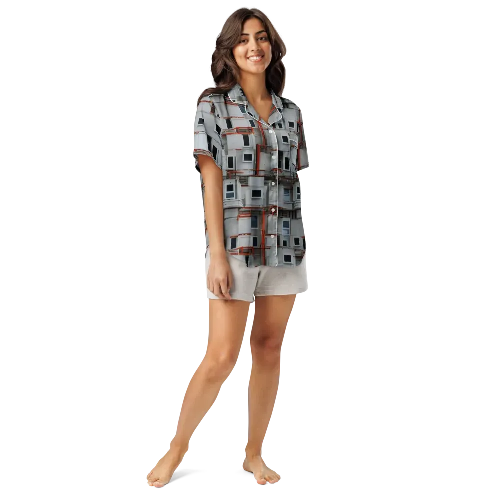 Industrial Reverie on Women's Short Sleeve Pajama Top — Front