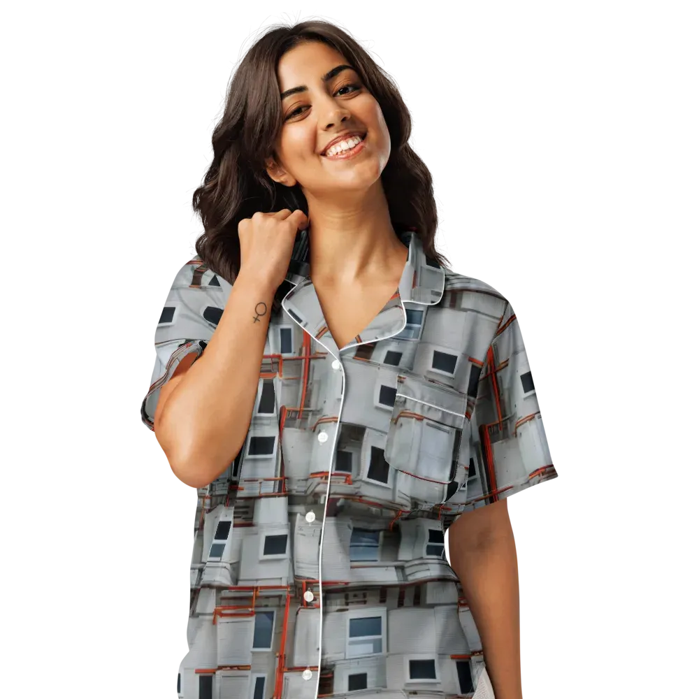 Industrial Reverie on Women's Short Sleeve Pajama Top — Front