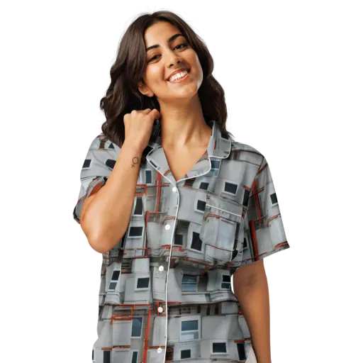 Industrial Reverie on a Women's Short Sleeve Pajama Top