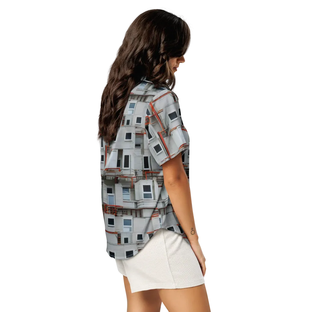 Industrial Reverie on Women's Short Sleeve Pajama Top — Right Back