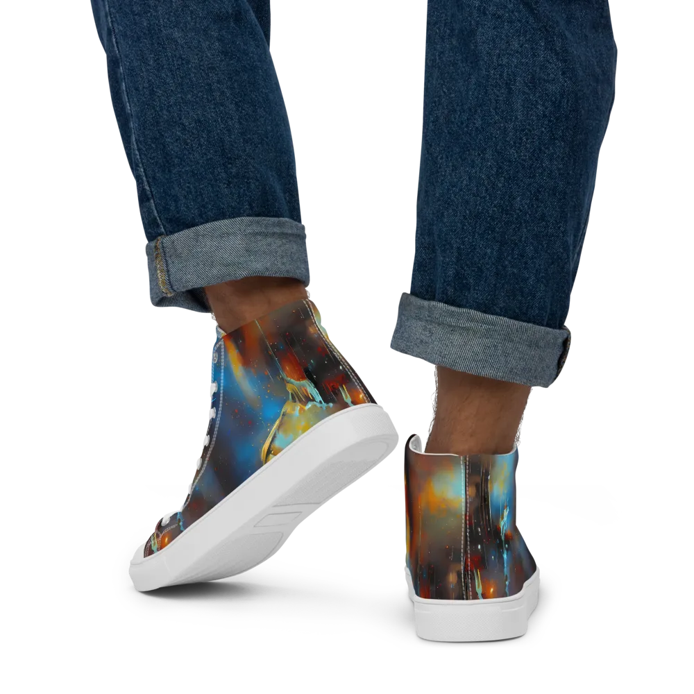 Chromatique Veil on Men's High Top Canvas Shoes — Back