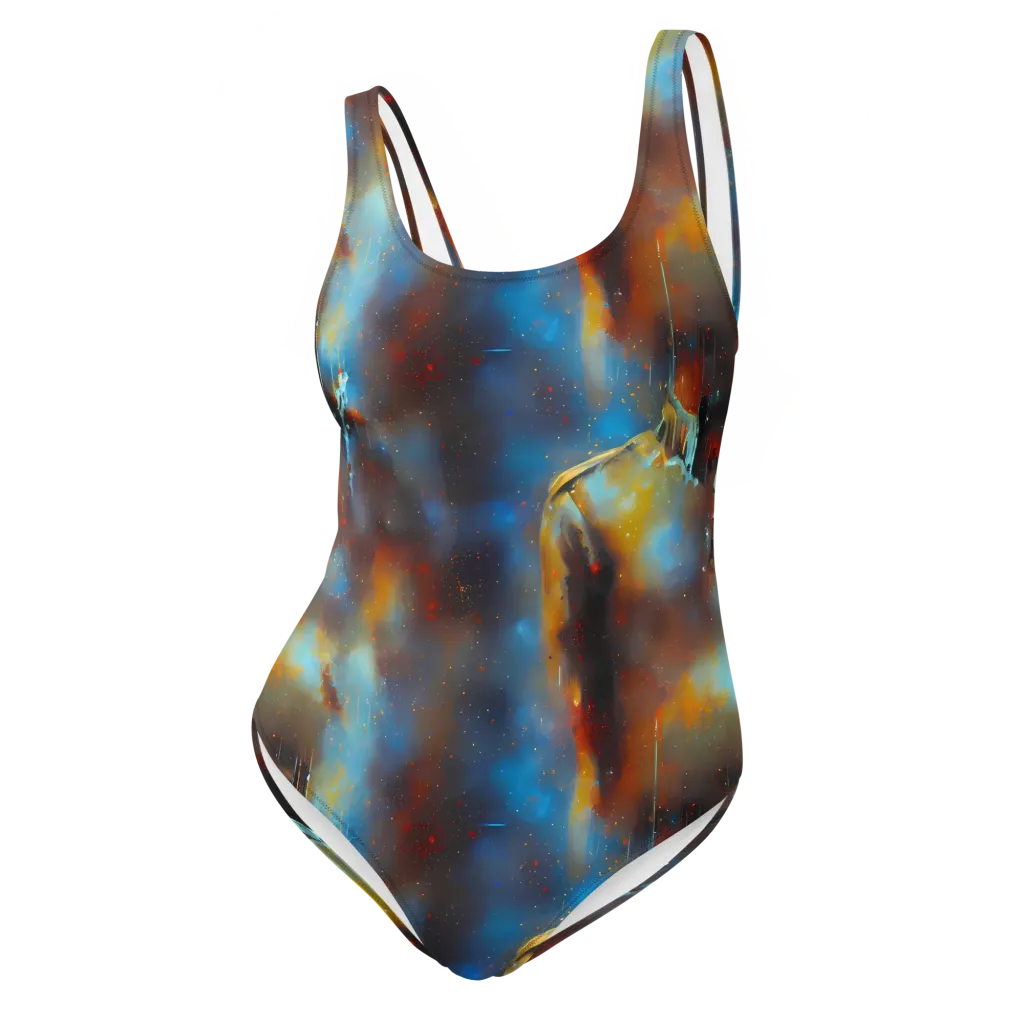 Chromatique Veil on One-Piece Swimsuit — Front