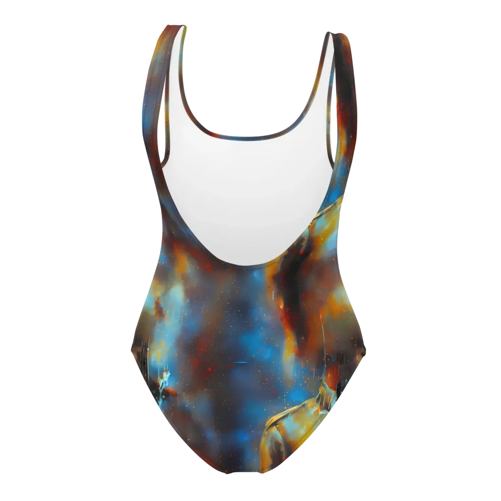 Chromatique Veil on One-Piece Swimsuit — Back