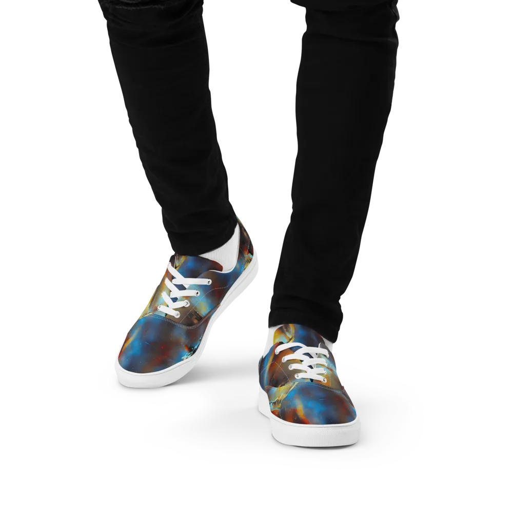 Chromatique Veil on Men's Lace-Up Canvas Shoes — Front