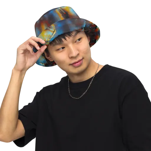 Chromatique Veil on a Reversible Bucket Hat