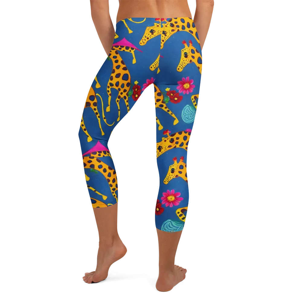Giraffe Garden on Capri Leggings — Back