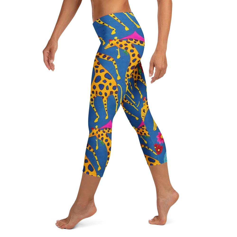 Giraffe Garden on Capri Leggings — Left