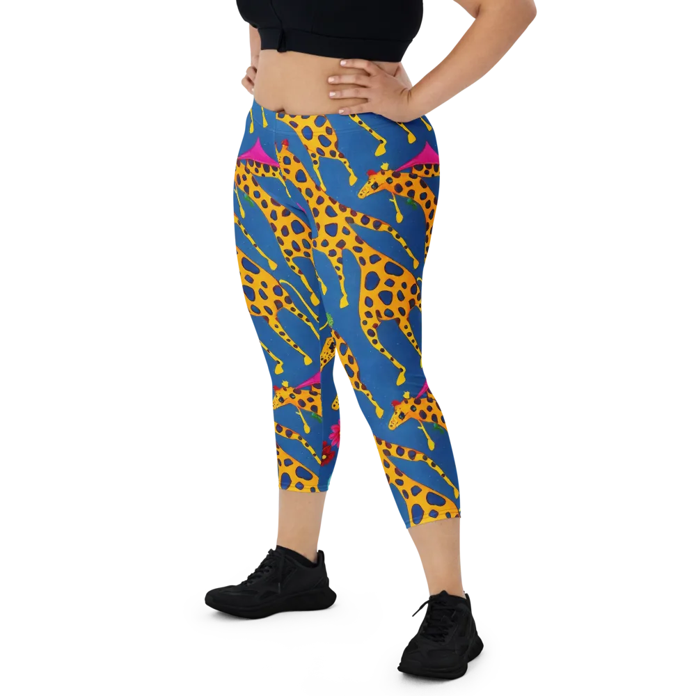 Giraffe Garden on Capri Leggings — Front