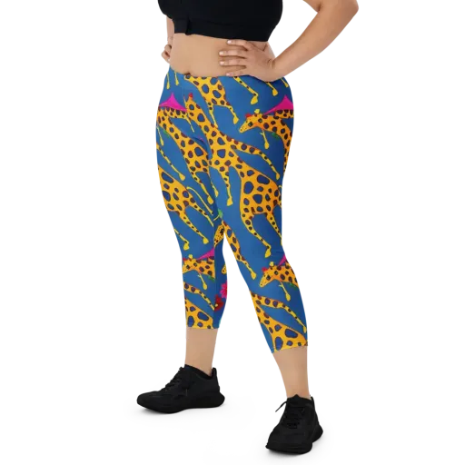 Giraffe Garden on a Capri Leggings