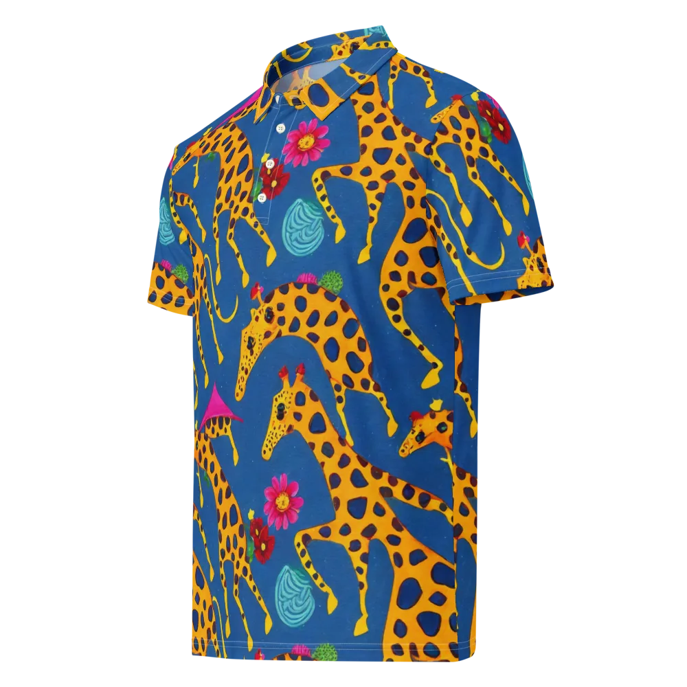 Giraffe Garden on Men's Slim Fit Polo Shirt — Left Front