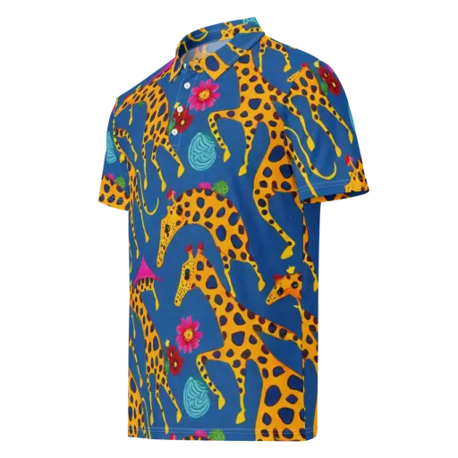 Giraffe Garden on a Men's Slim Fit Polo Shirt