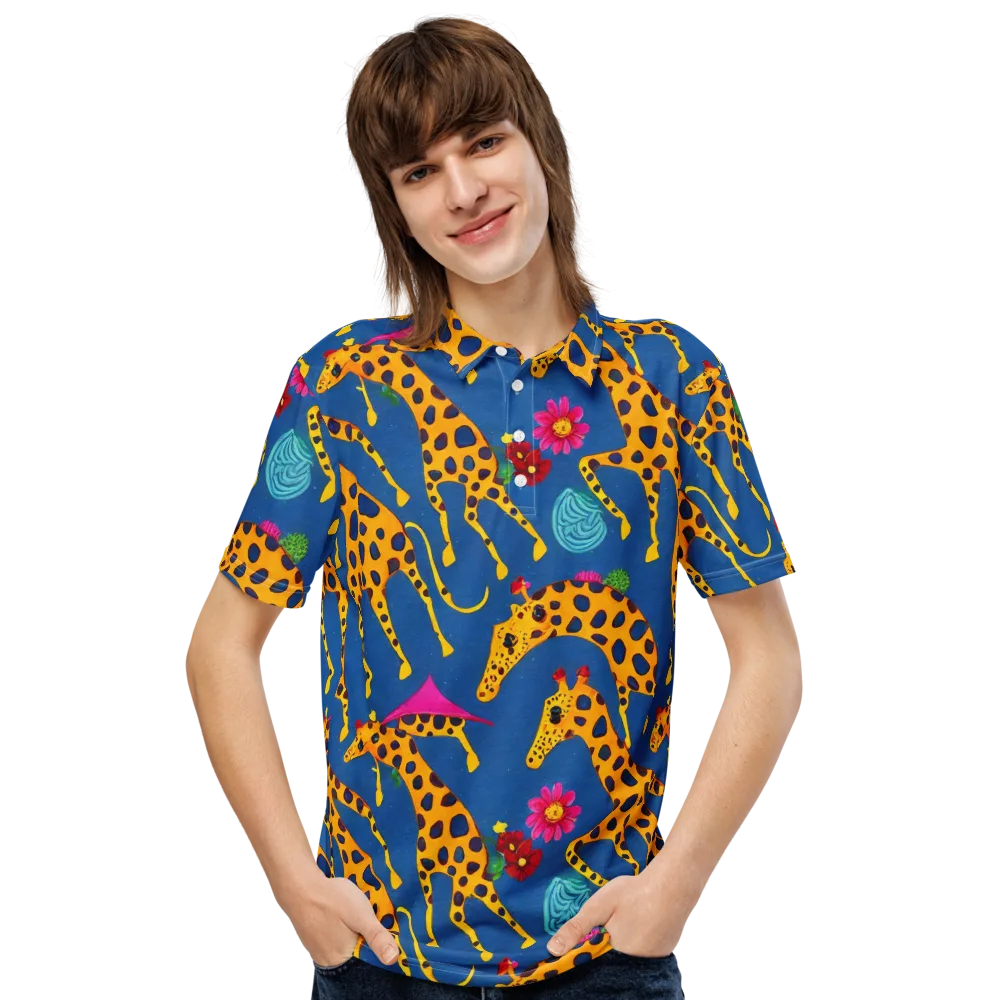 Giraffe Garden on Men's Slim Fit Polo Shirt — Front