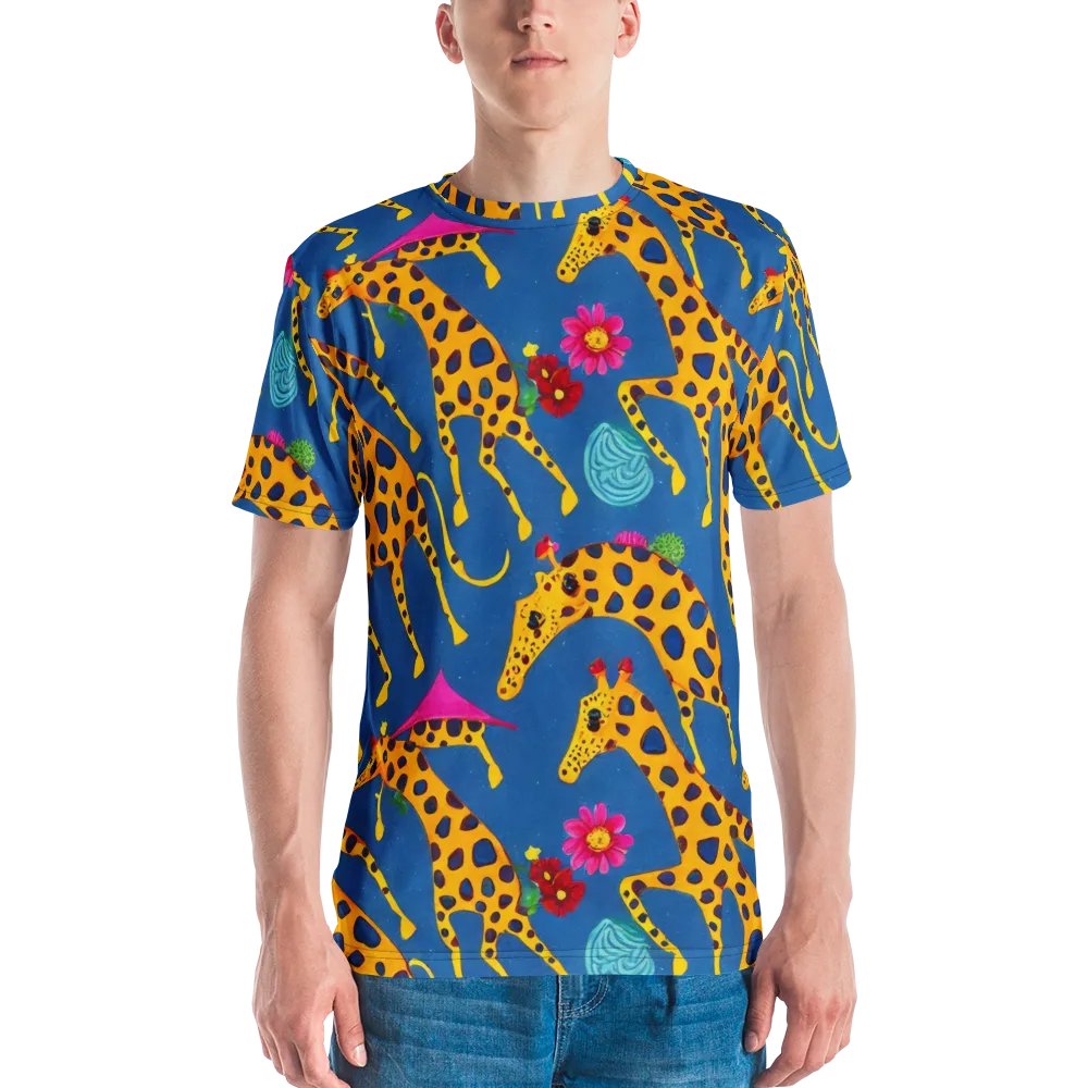 Giraffe Garden on Men's Crew Neck T-Shirt — Front