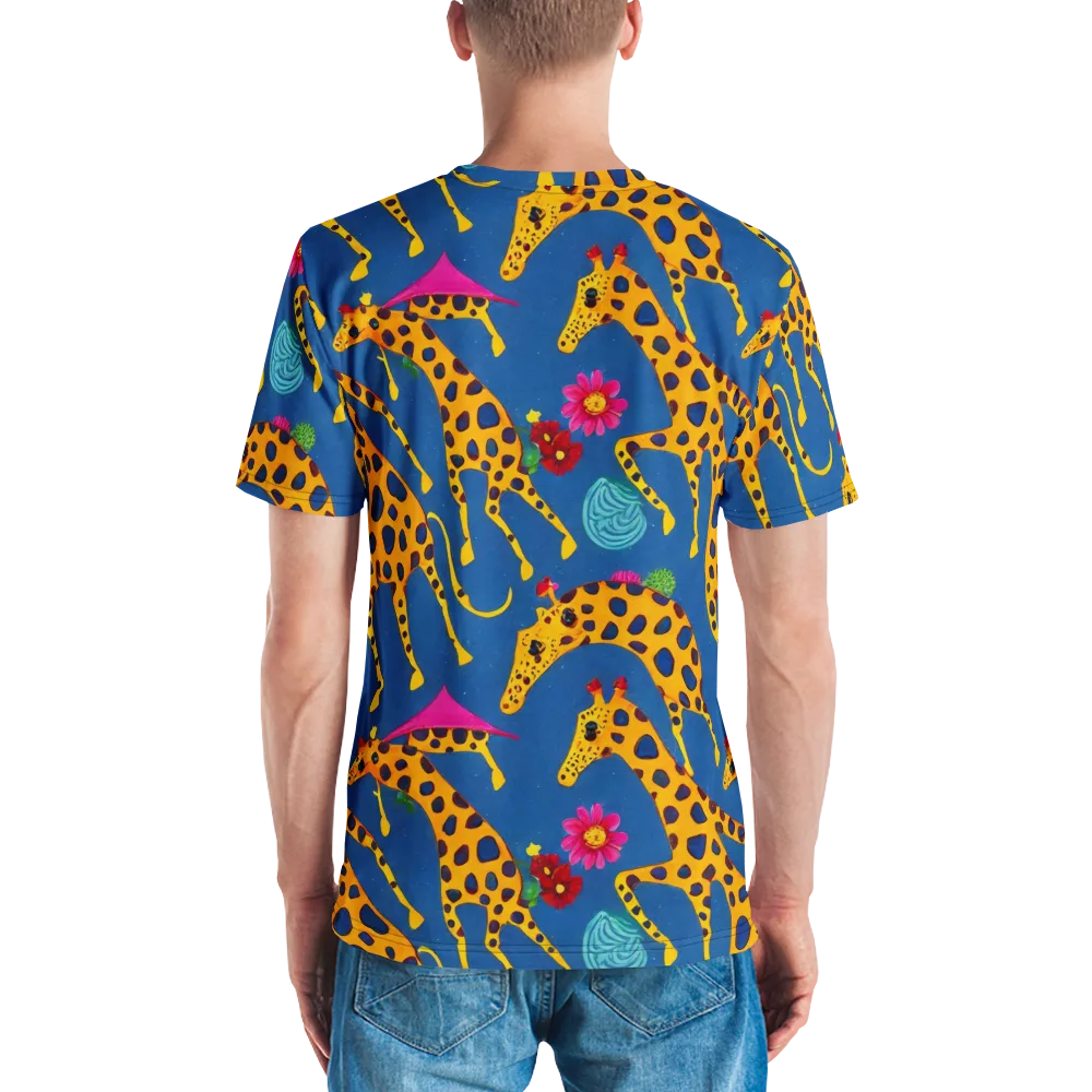 Giraffe Garden on Men's Crew Neck T-Shirt — Back