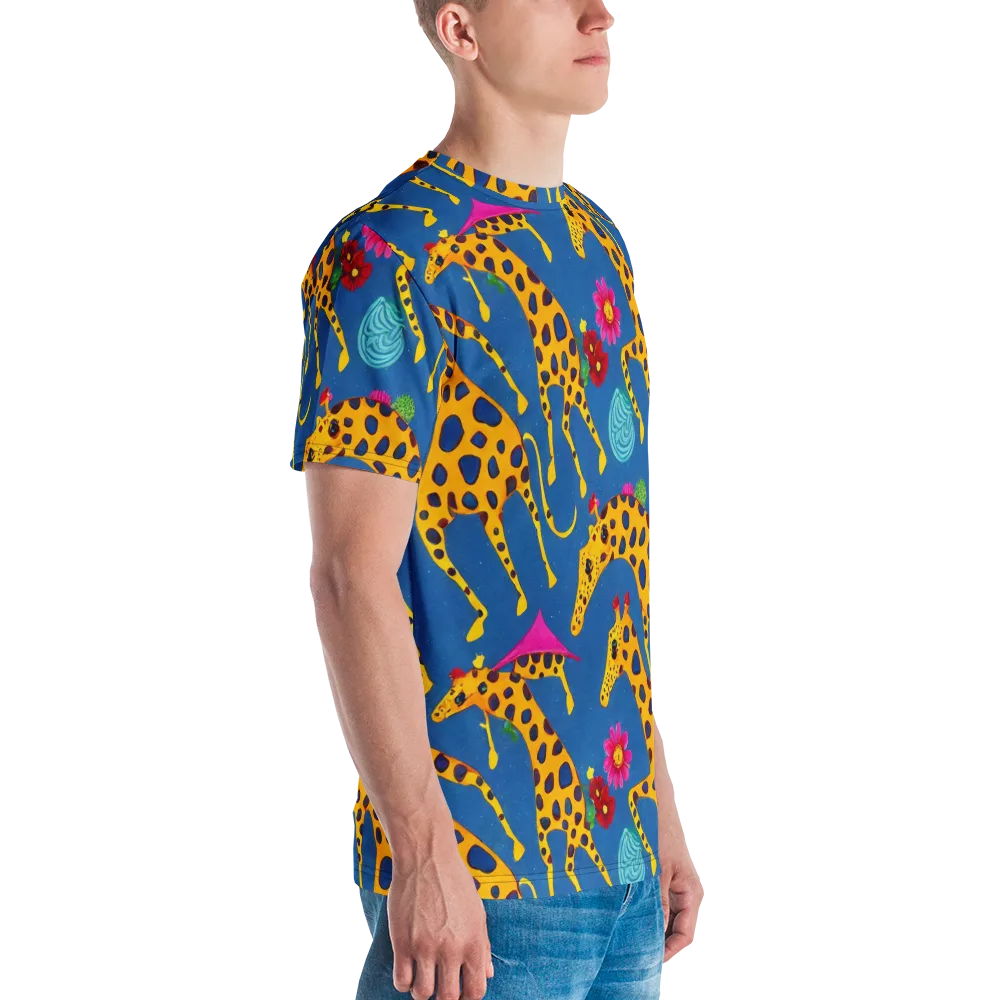 Giraffe Garden on Men's Crew Neck T-Shirt — Right