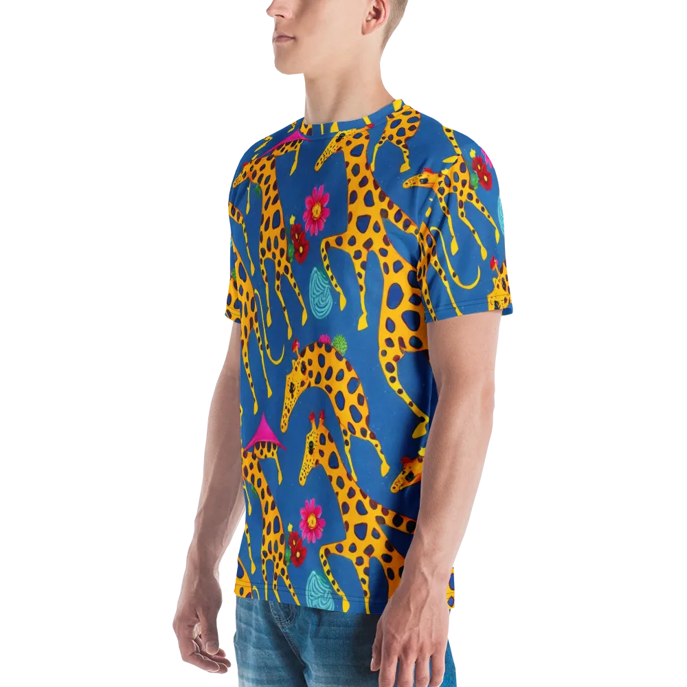Giraffe Garden on Men's Crew Neck T-Shirt — Left