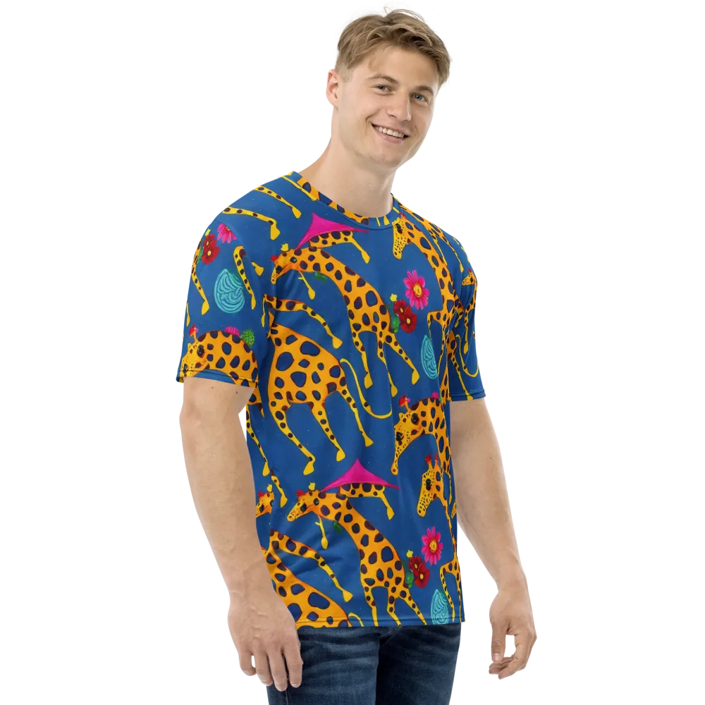 Giraffe Garden on Men's Crew Neck T-Shirt — Right