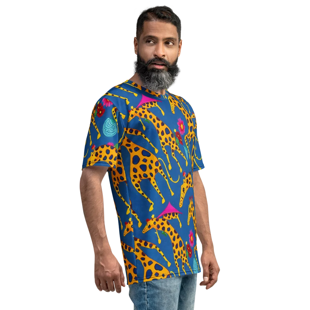 Giraffe Garden on Men's Crew Neck T-Shirt — Right