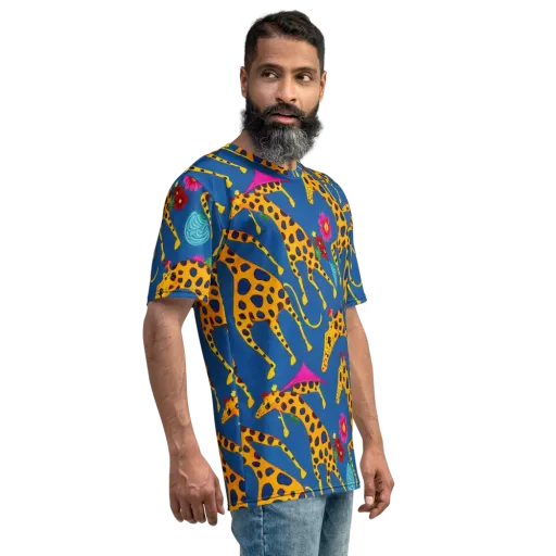 Giraffe Garden on a Men's Crew Neck T-Shirt