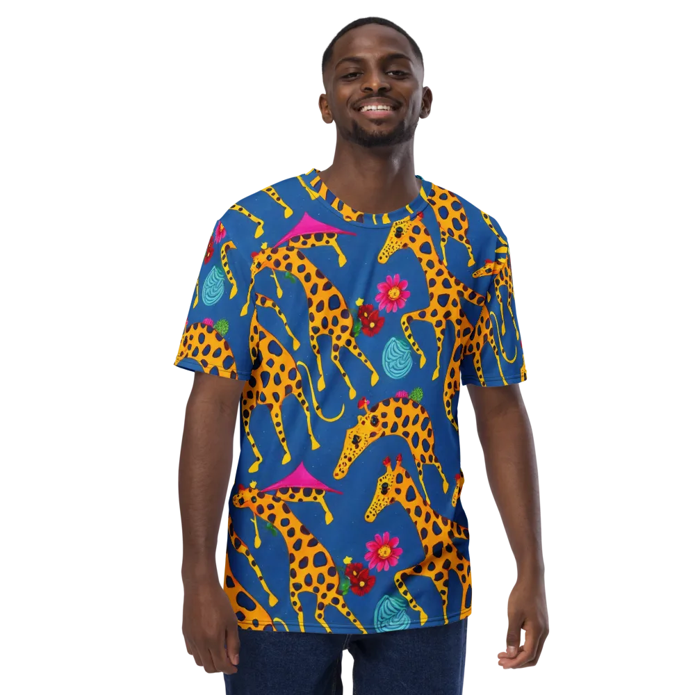 Giraffe Garden on Men's Crew Neck T-Shirt — Front