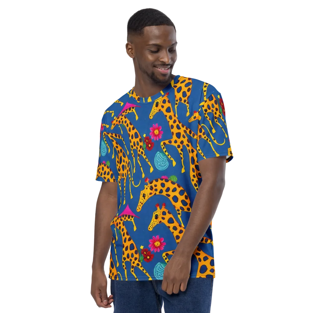 Giraffe Garden on Men's Crew Neck T-Shirt — Left