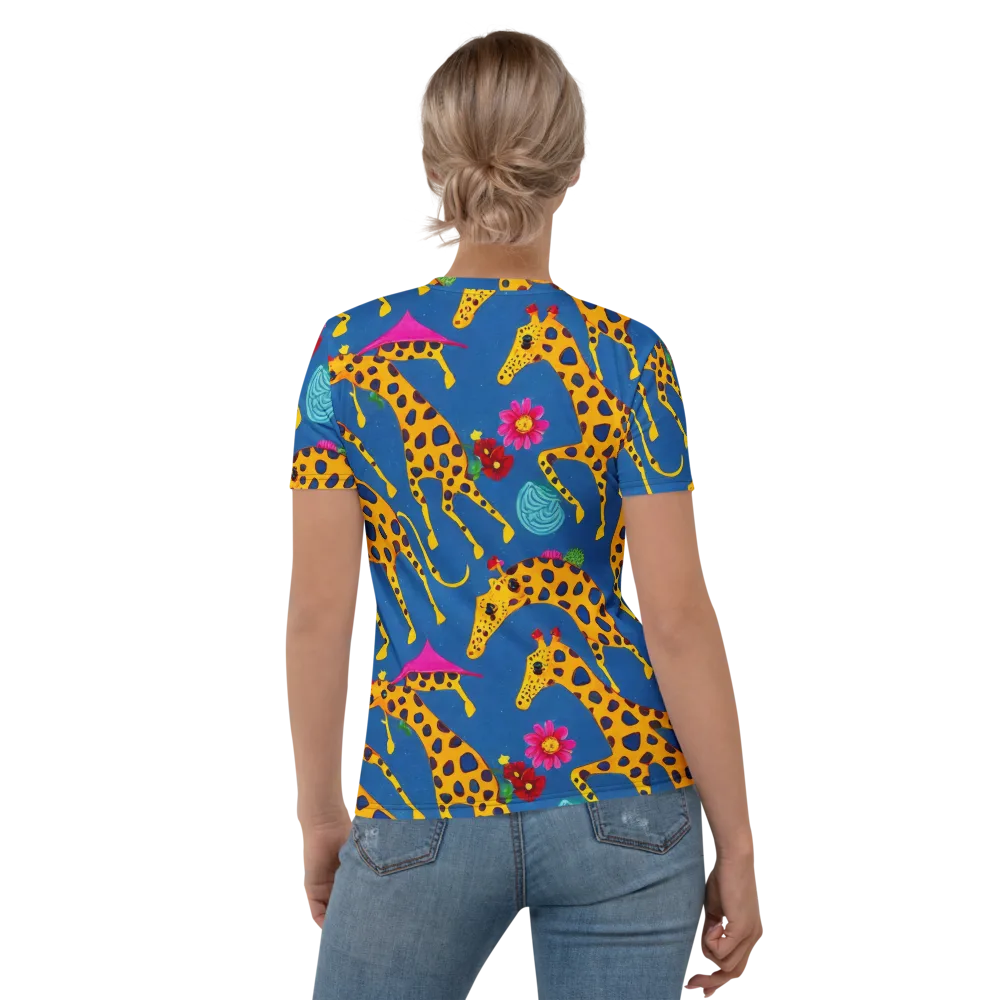 Giraffe Garden on Women's Crew Neck T-Shirt — Back
