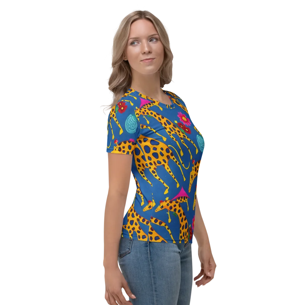 Giraffe Garden on Women's Crew Neck T-Shirt — Right