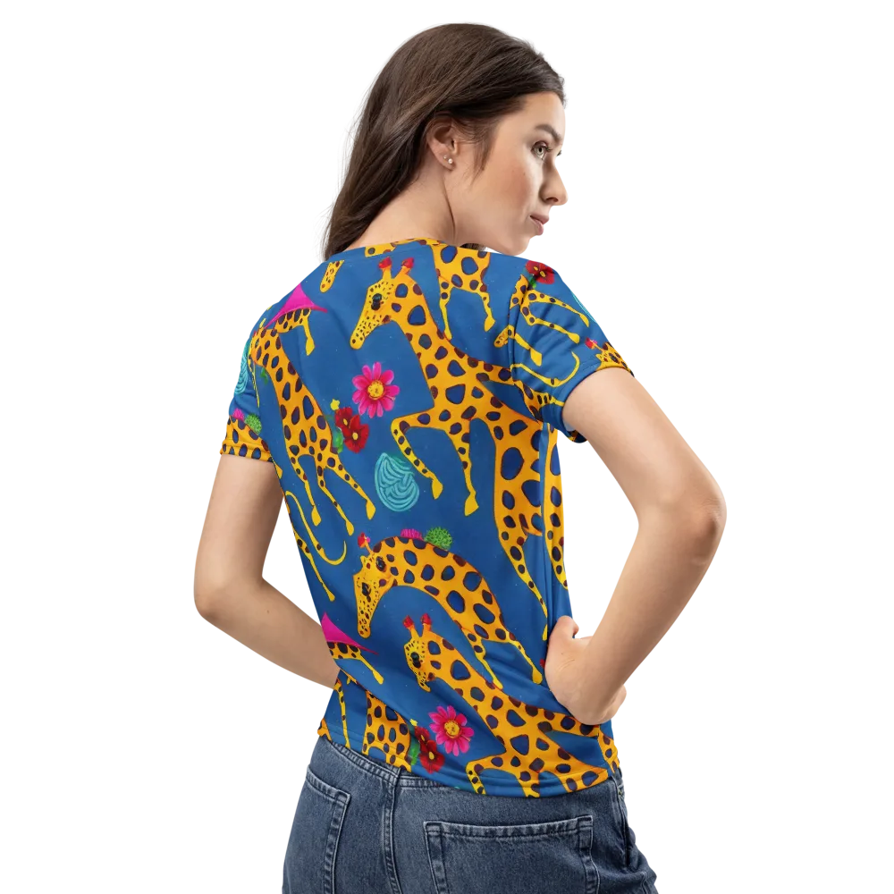 Giraffe Garden on Women's Crew Neck T-Shirt — Back