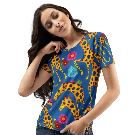 Giraffe Garden on a Women's Crew Neck T-Shirt