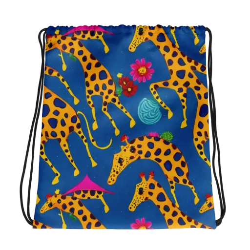Giraffe Garden on a Drawstring Bag