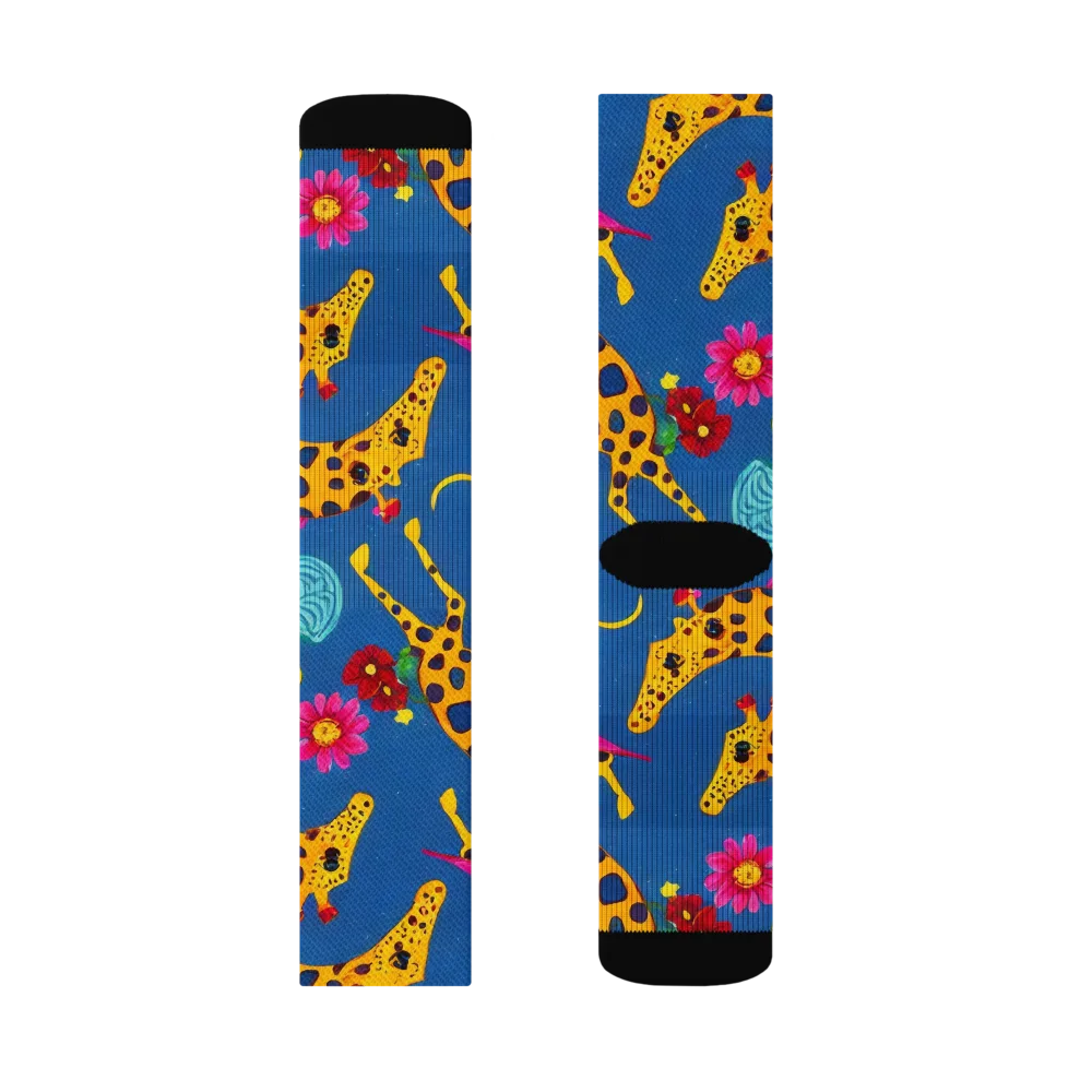 Giraffe Garden on Socks — Right Sock