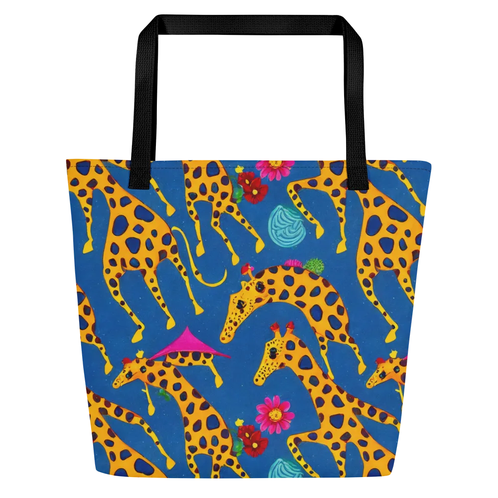 Giraffe Garden on Large Tote Bag W/ Pocket — Front