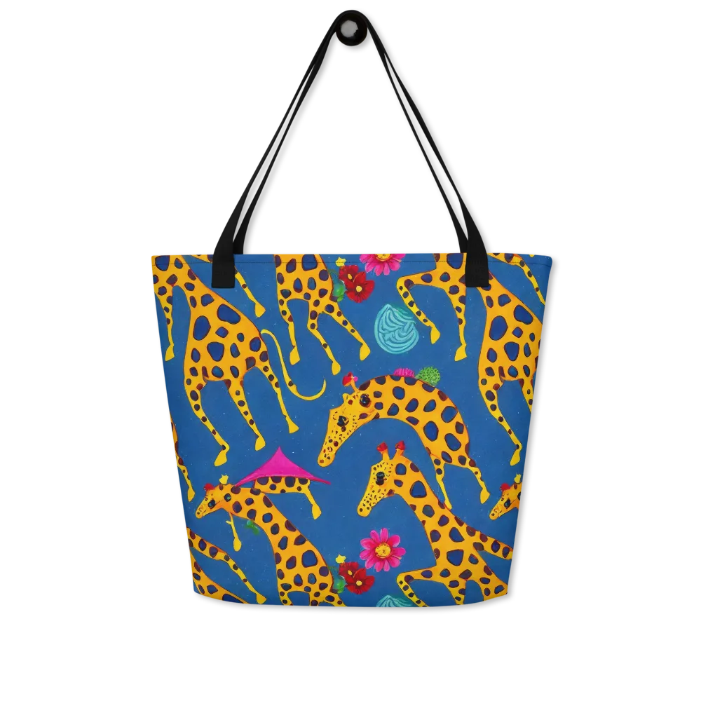 Giraffe Garden on Large Tote Bag W/ Pocket — Front