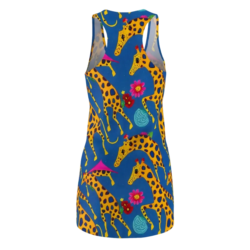 Giraffe Garden on Racerback Dress — Back