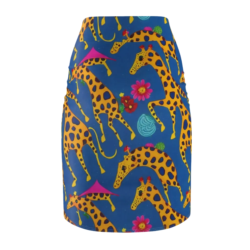 Giraffe Garden on Pencil Skirt — Back