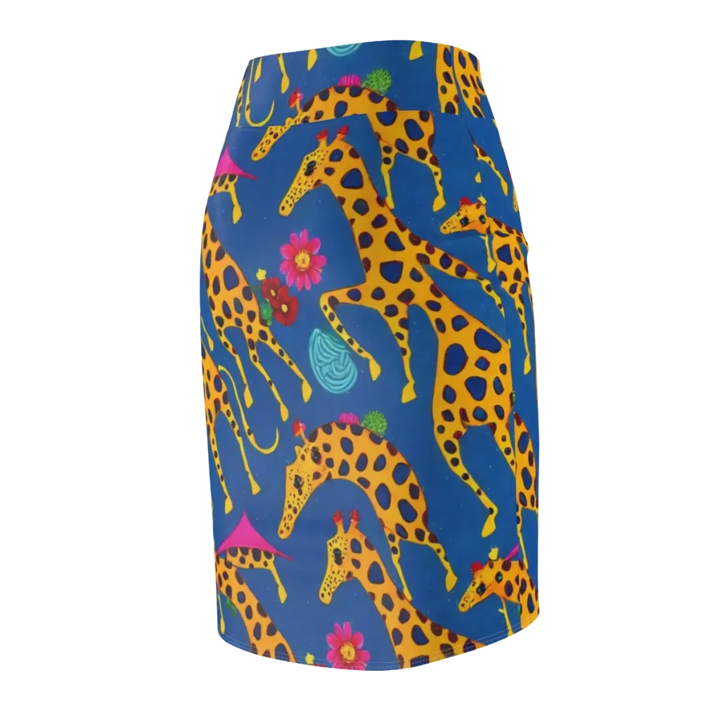Giraffe Garden on Pencil Skirt — Back Side