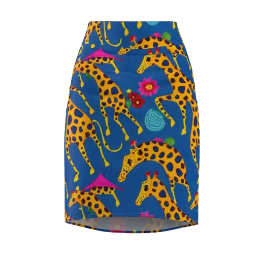 Giraffe Garden on a Pencil Skirt